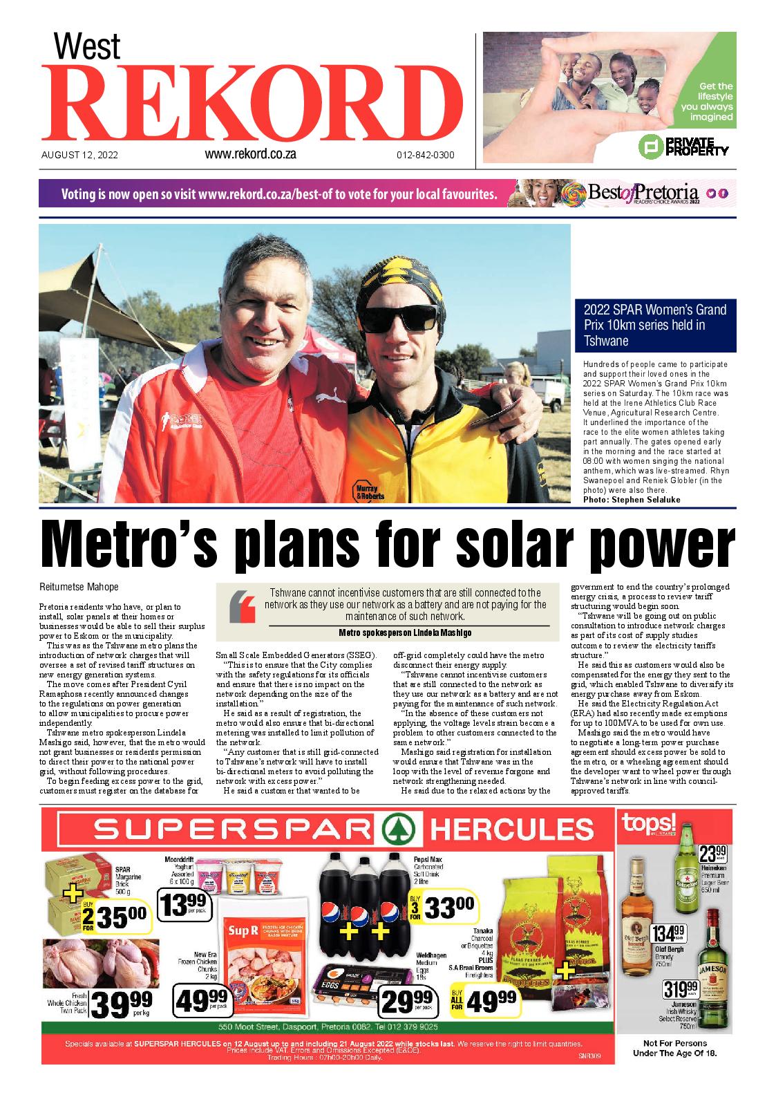 Rekord West 12 August 2022 page 1