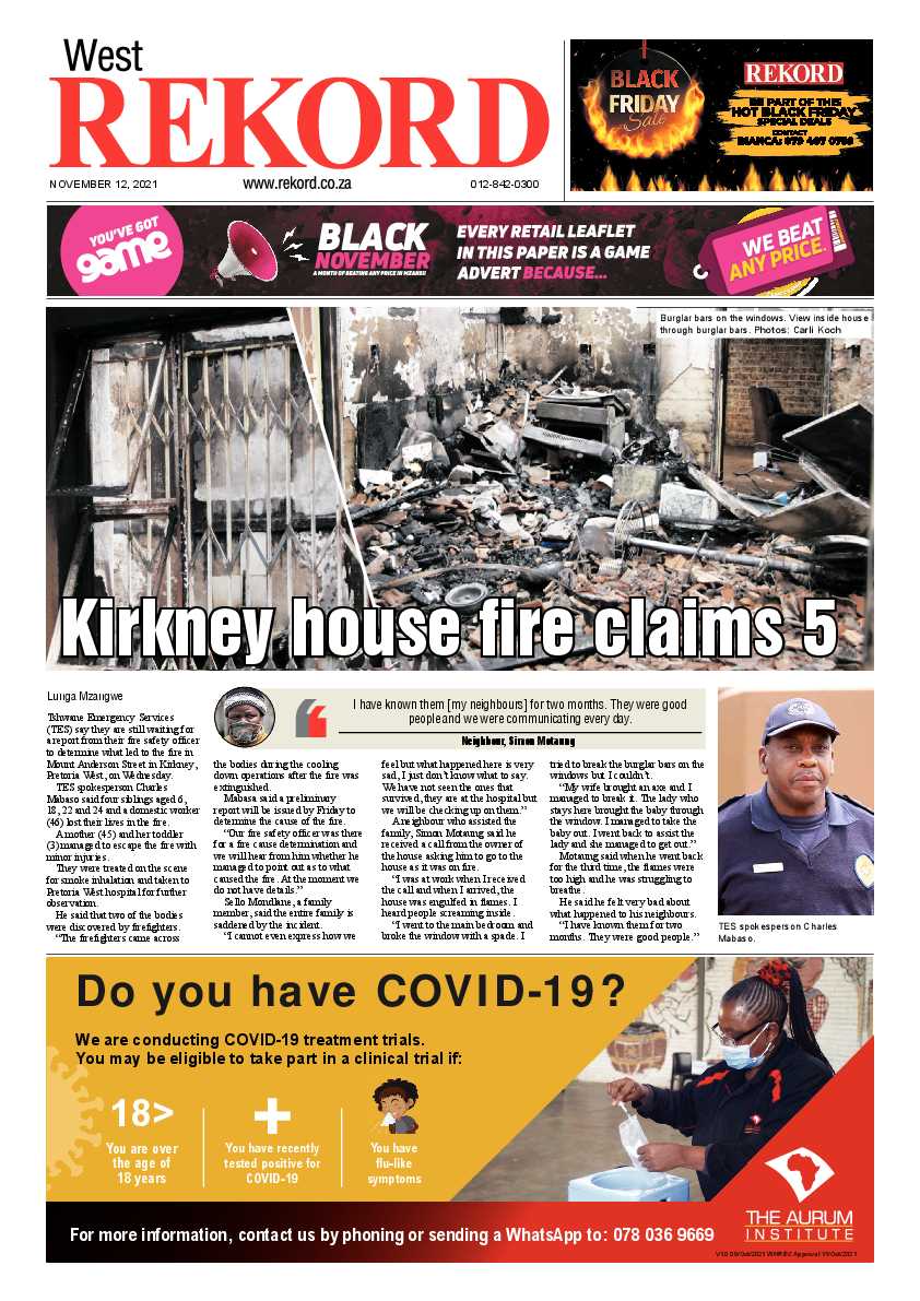 Rekord West 12 November 2021 page 1
