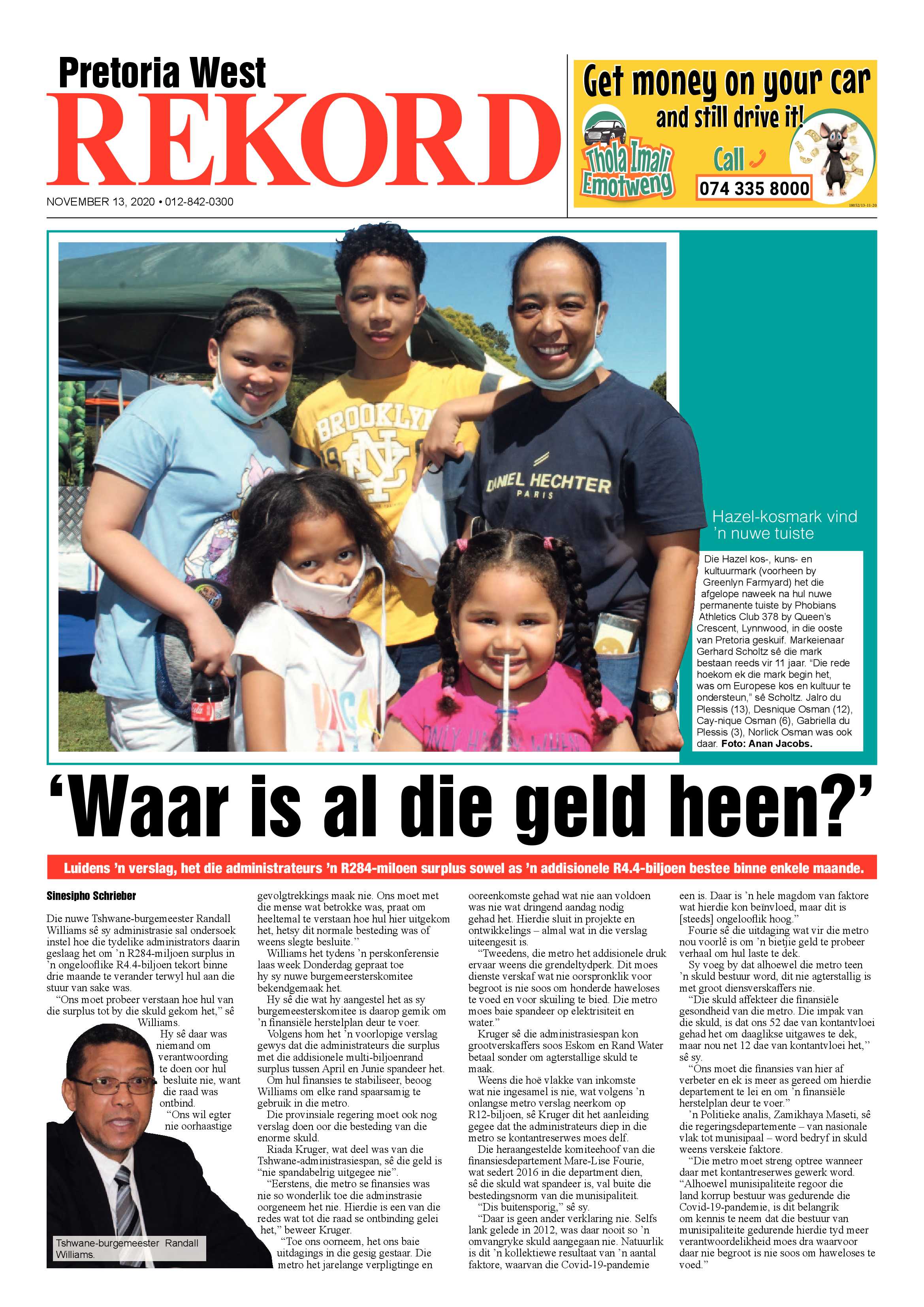 Rekord West 13 November 2020 page 1