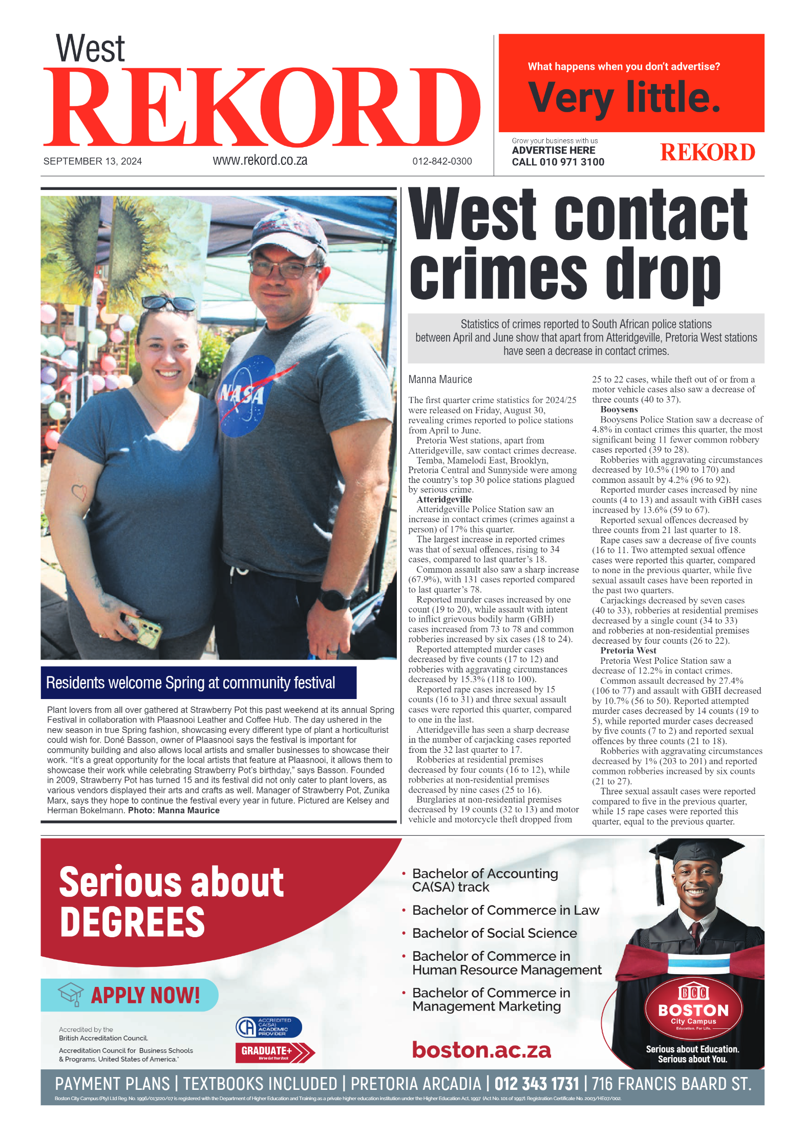 Rekord West 13 September 2024 page 1