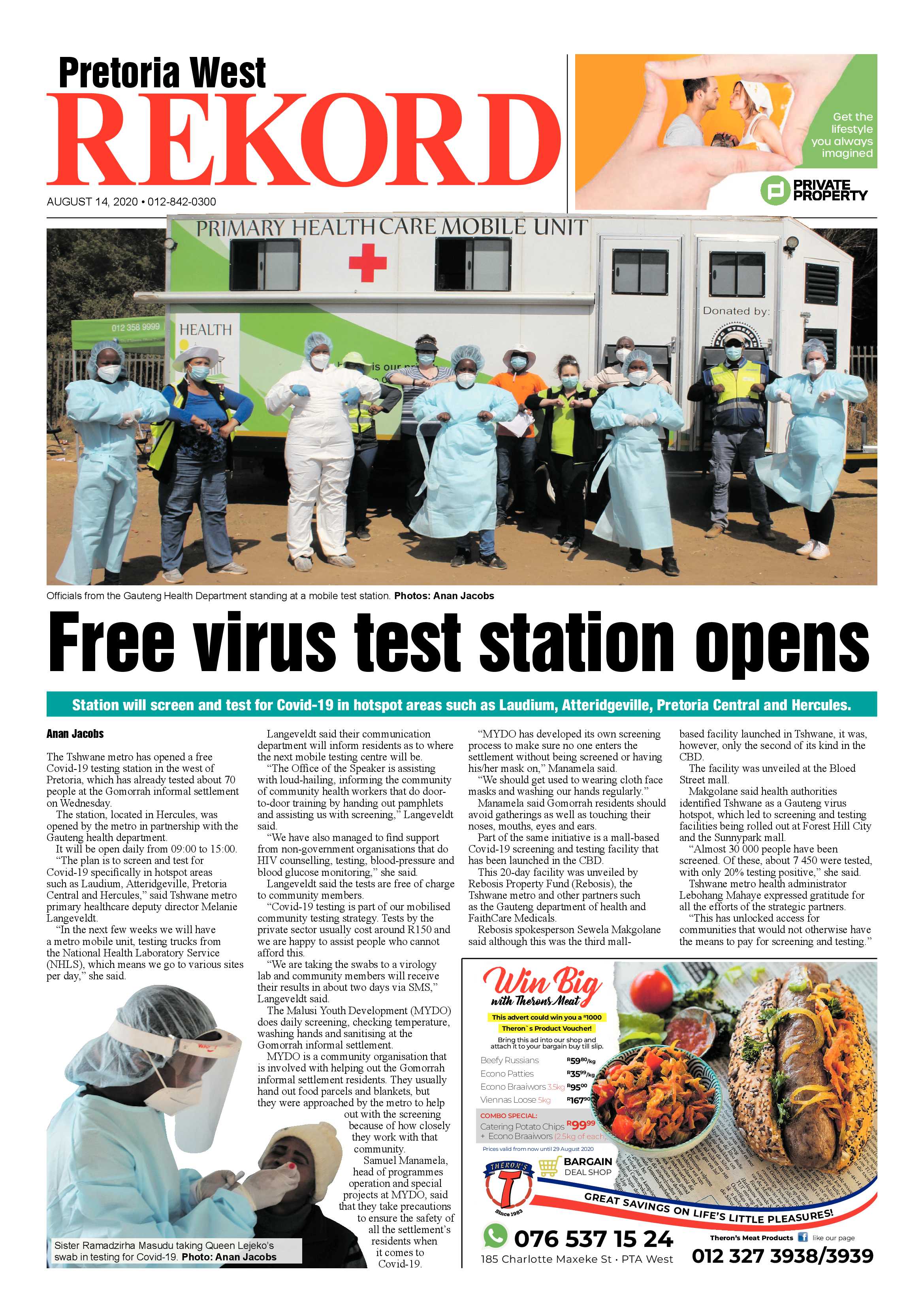 Rekord West 14 August 2020 page 1