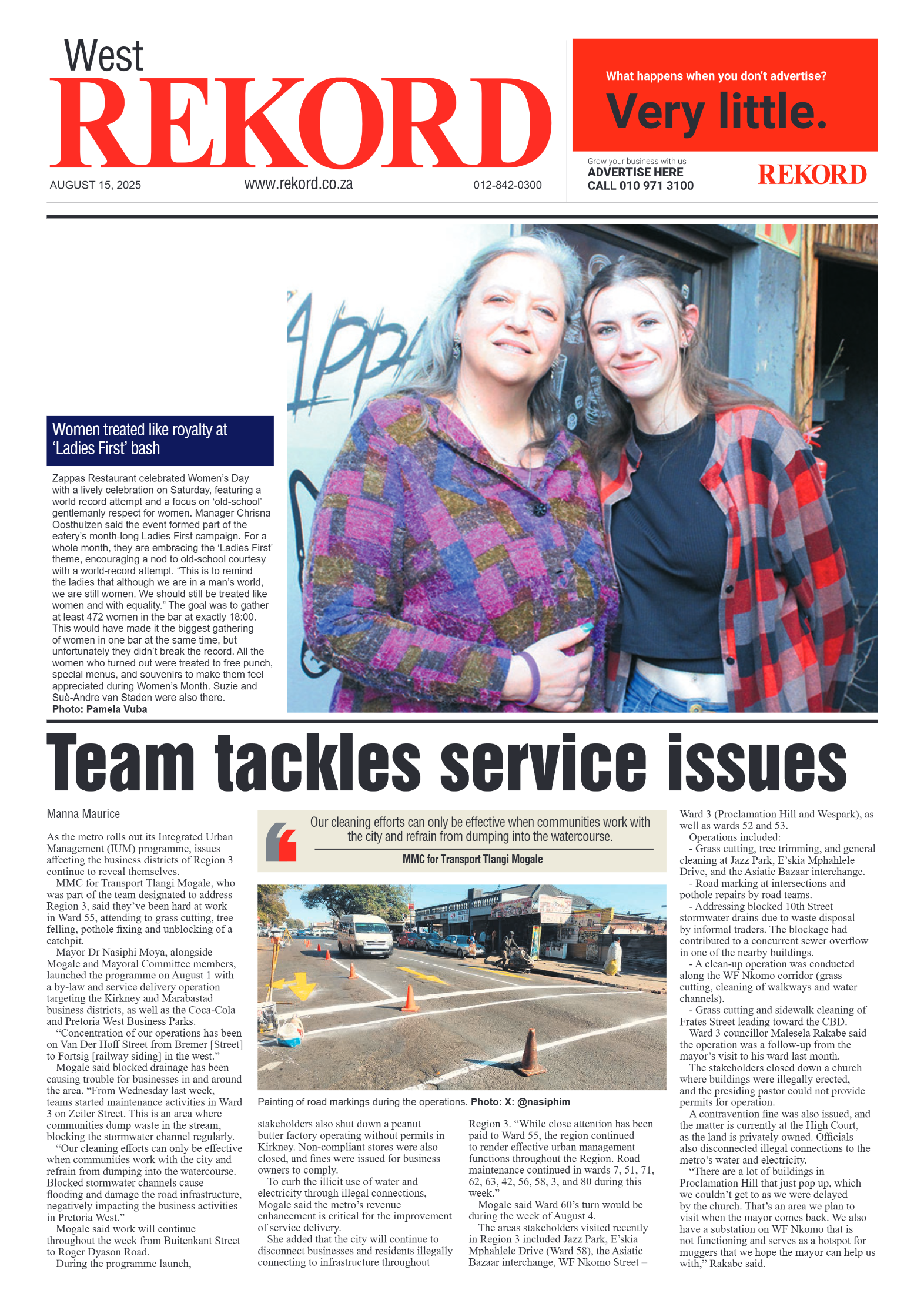 Rekord West 15 August 2025 page 1