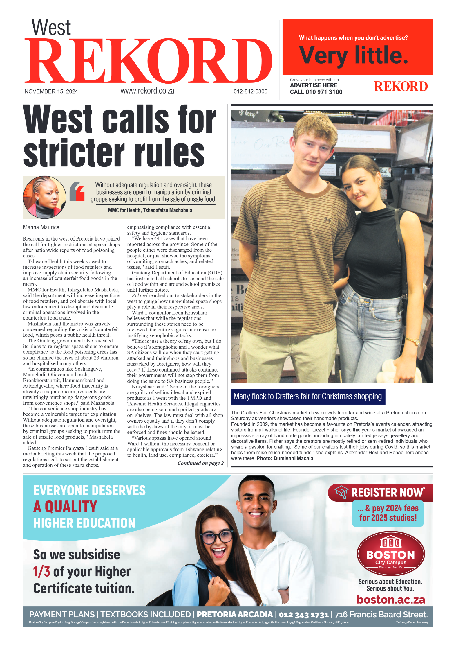 Rekord West 15 November 2024 page 1