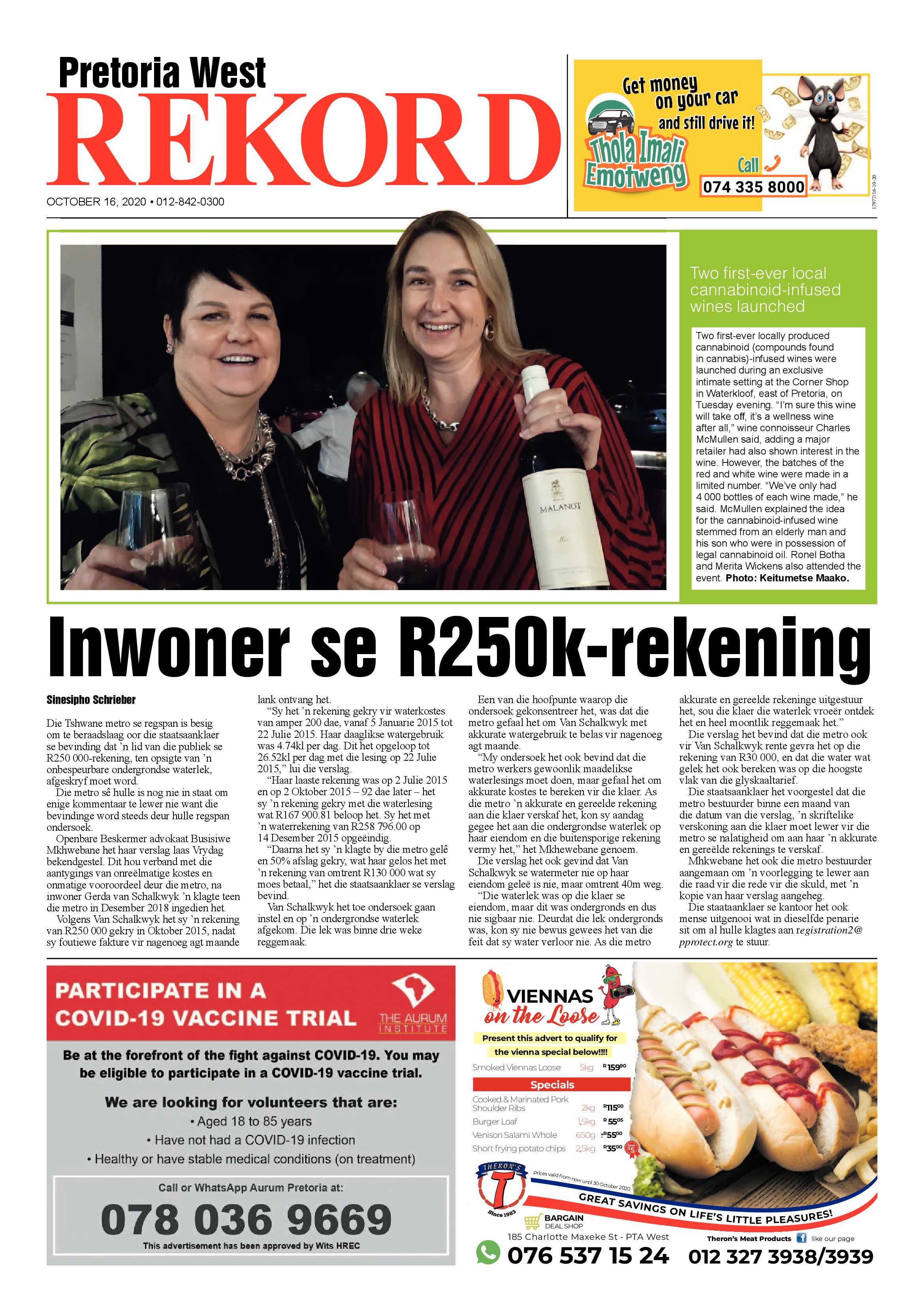 Rekord West 16 October 2020 page 1
