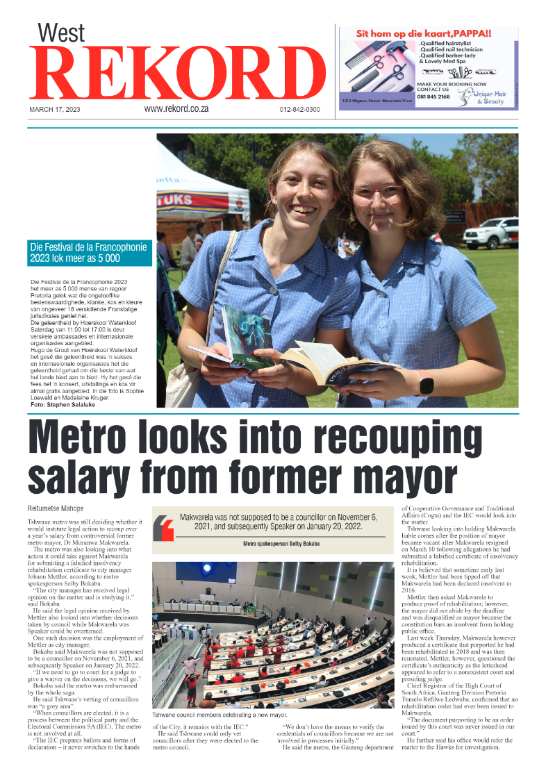 Rekord West 17 March 2023 page 1