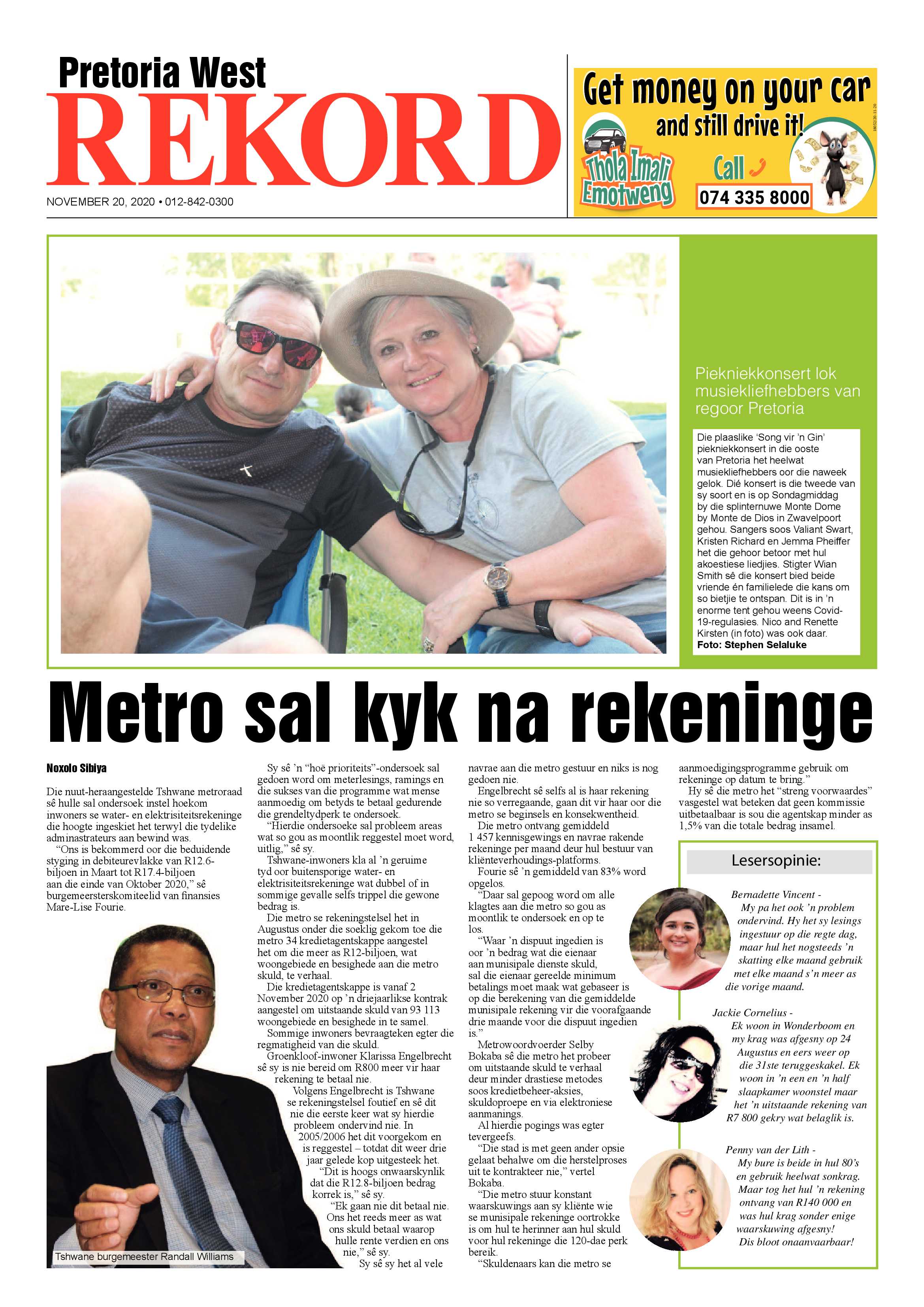 Rekord West 20 November 2020 page 1