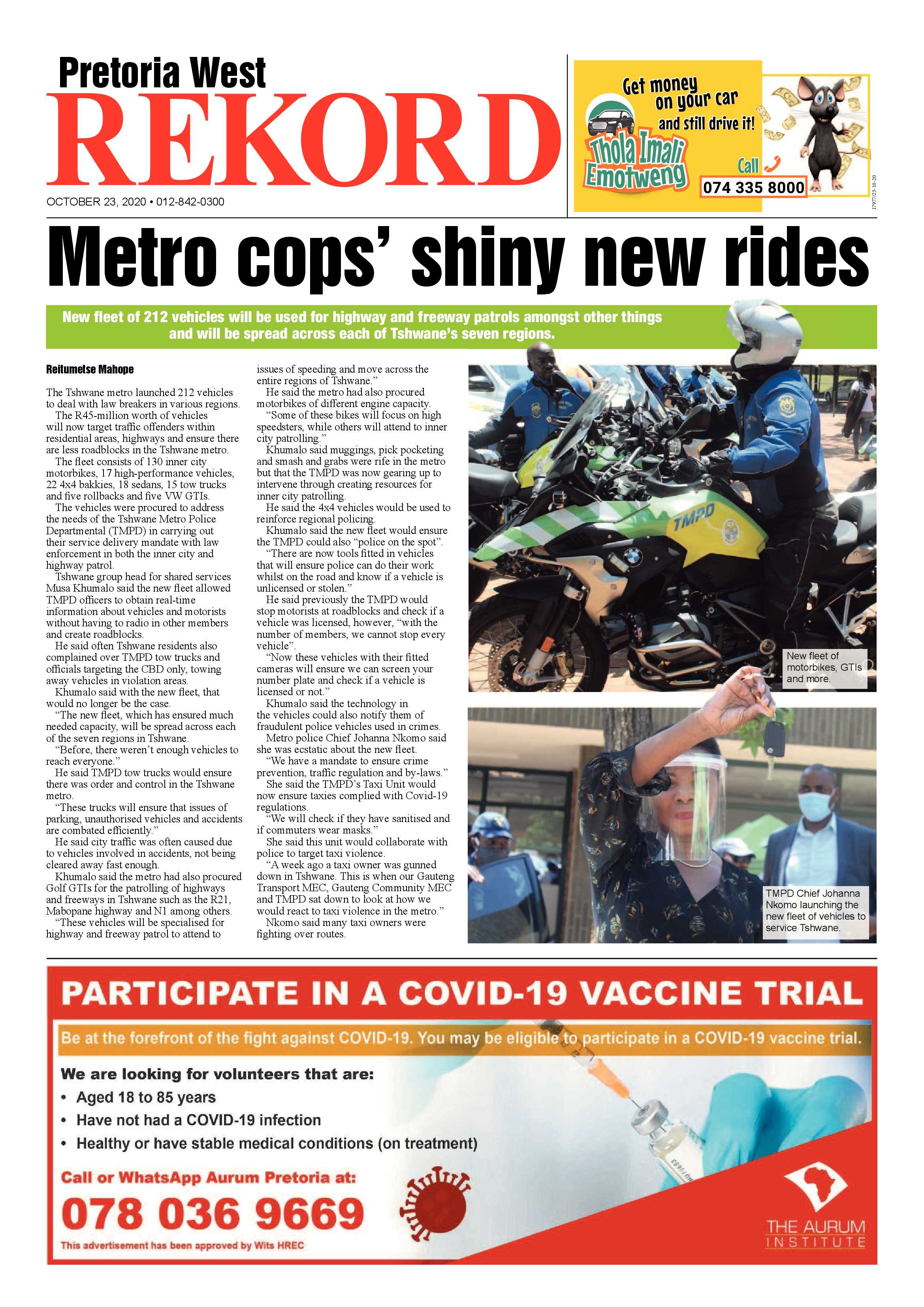 Rekord West 23 October 2020 page 1