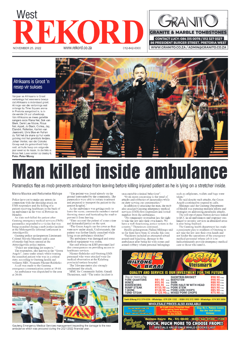 Rekord West 25 November 2022 page 1