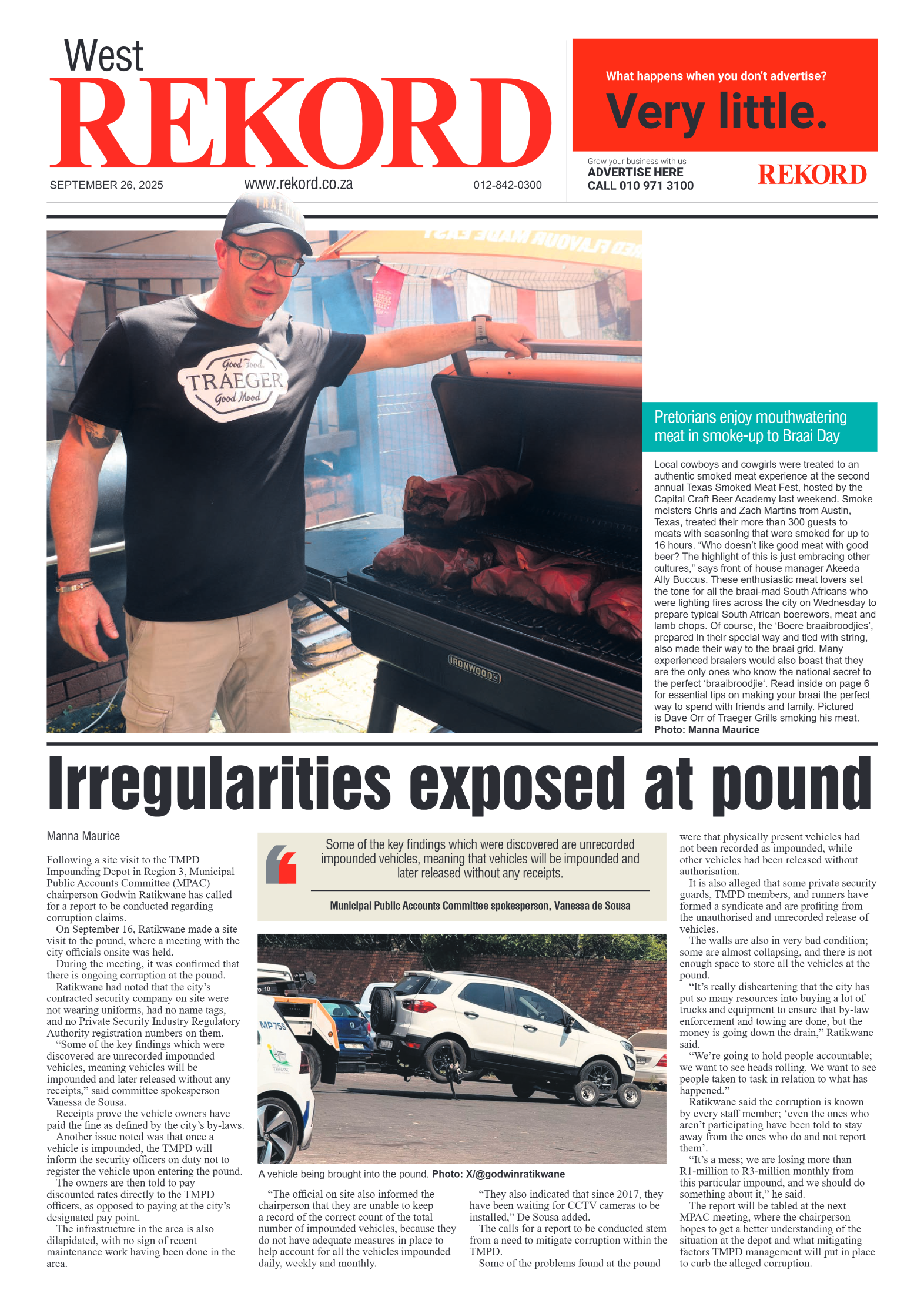 Rekord West 26 September 2025 page 1