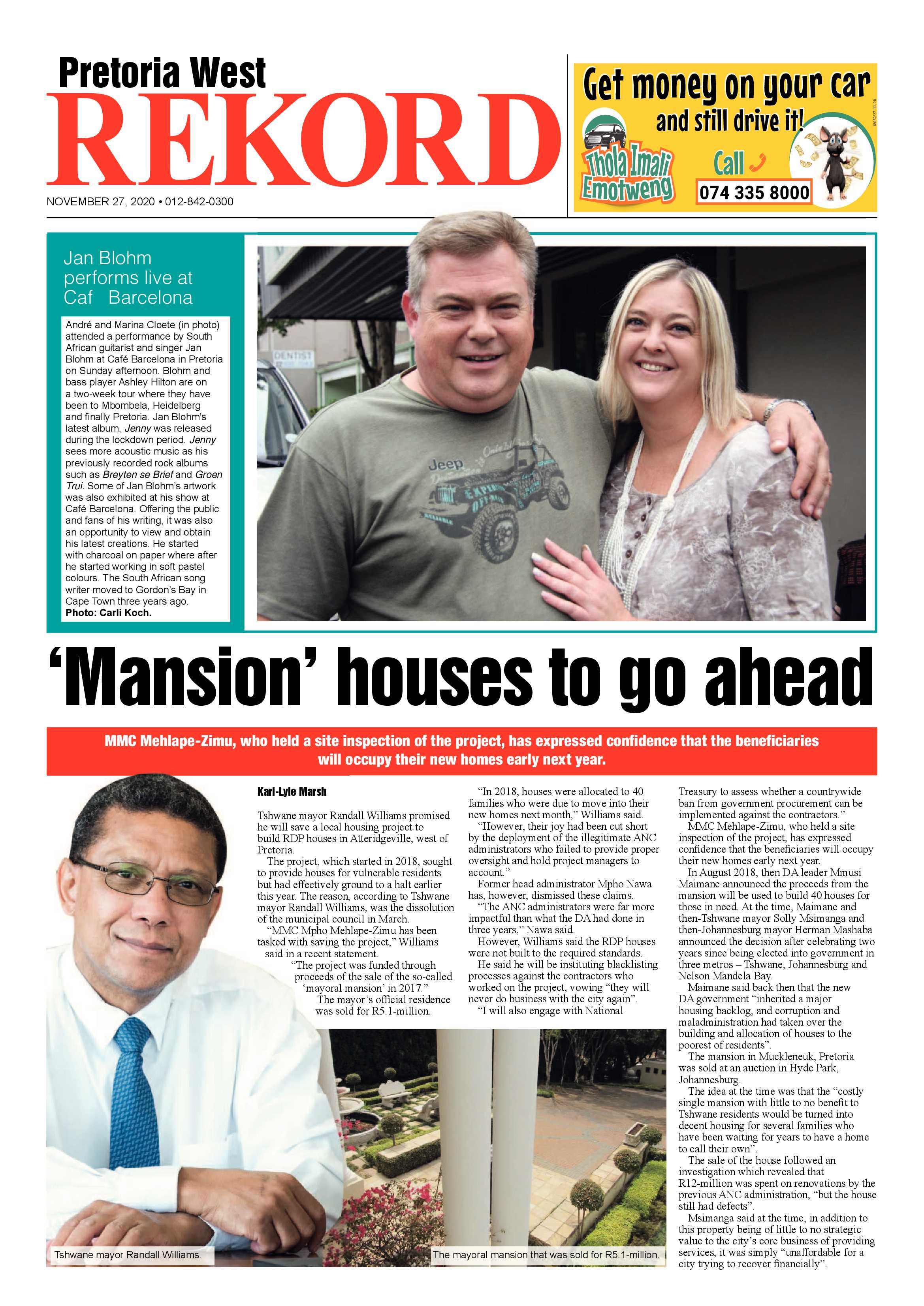 Rekord West 27 November 2020 page 1