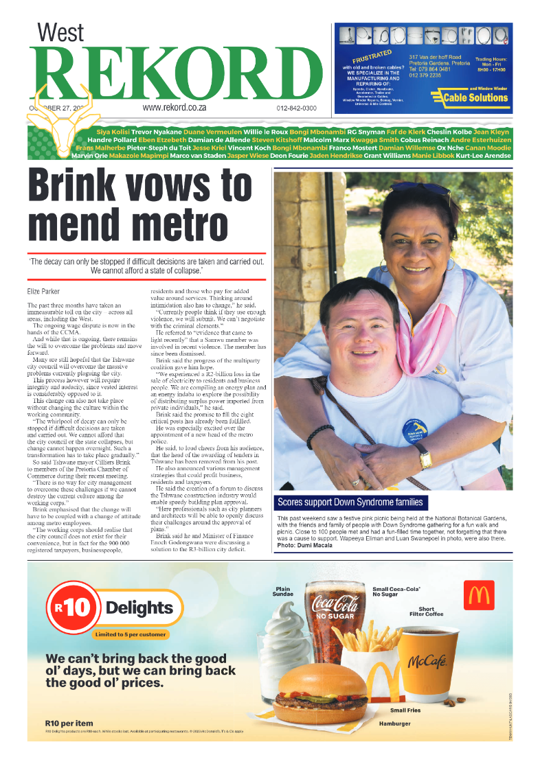 Rekord West 27 October 2023 page 1