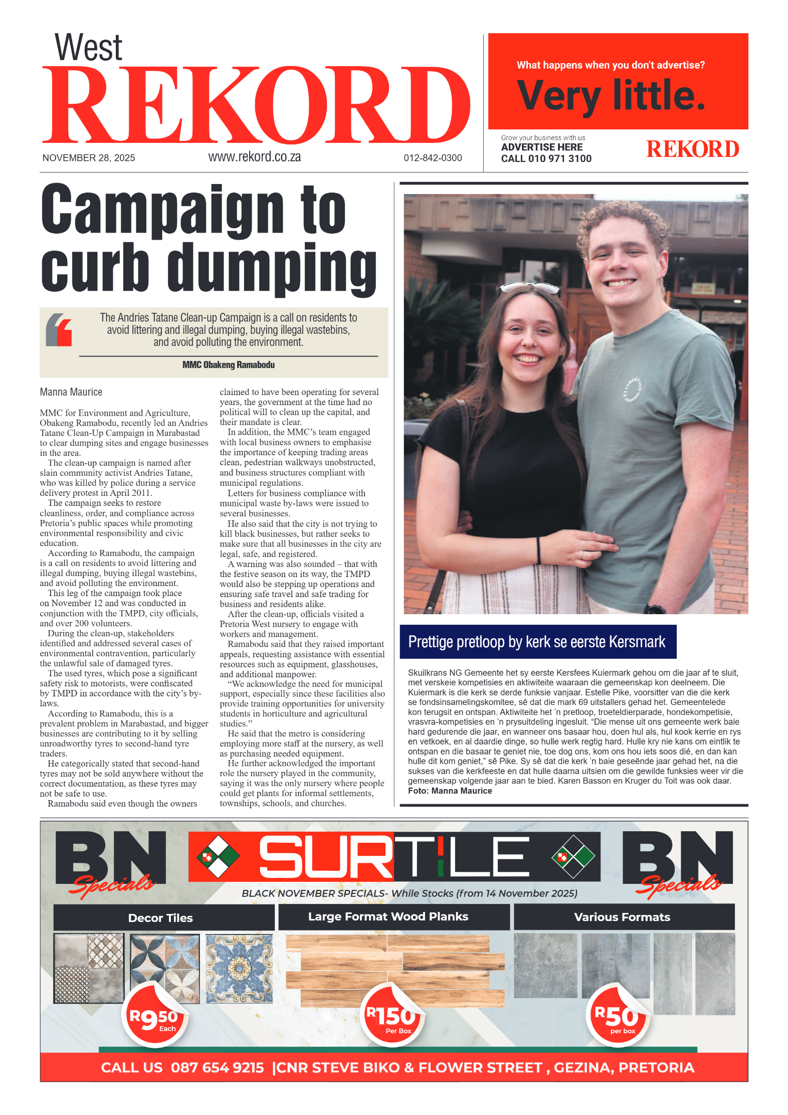 Rekord West 28 November 2025 page 1