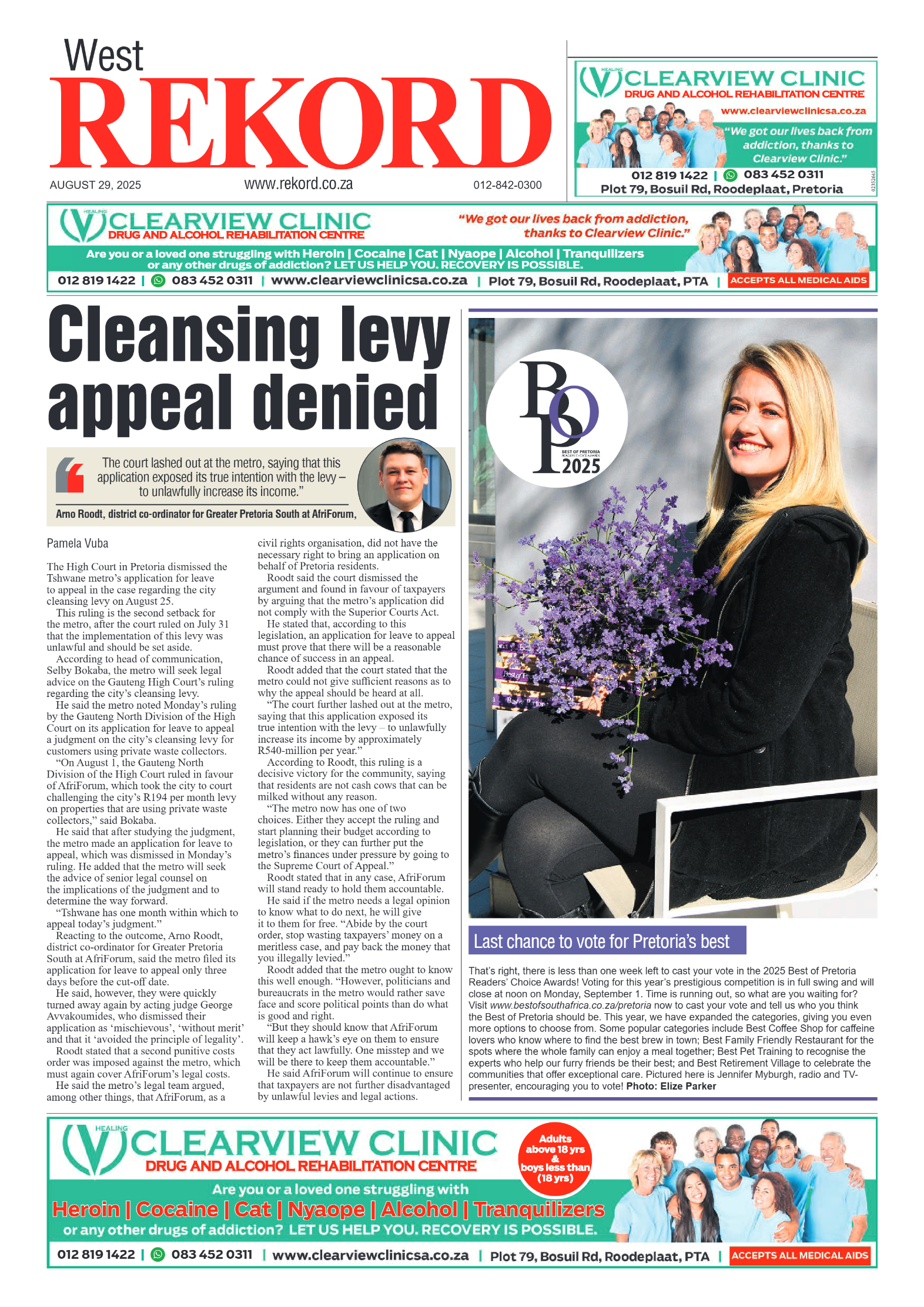 Rekord West 29 August 2025 page 1