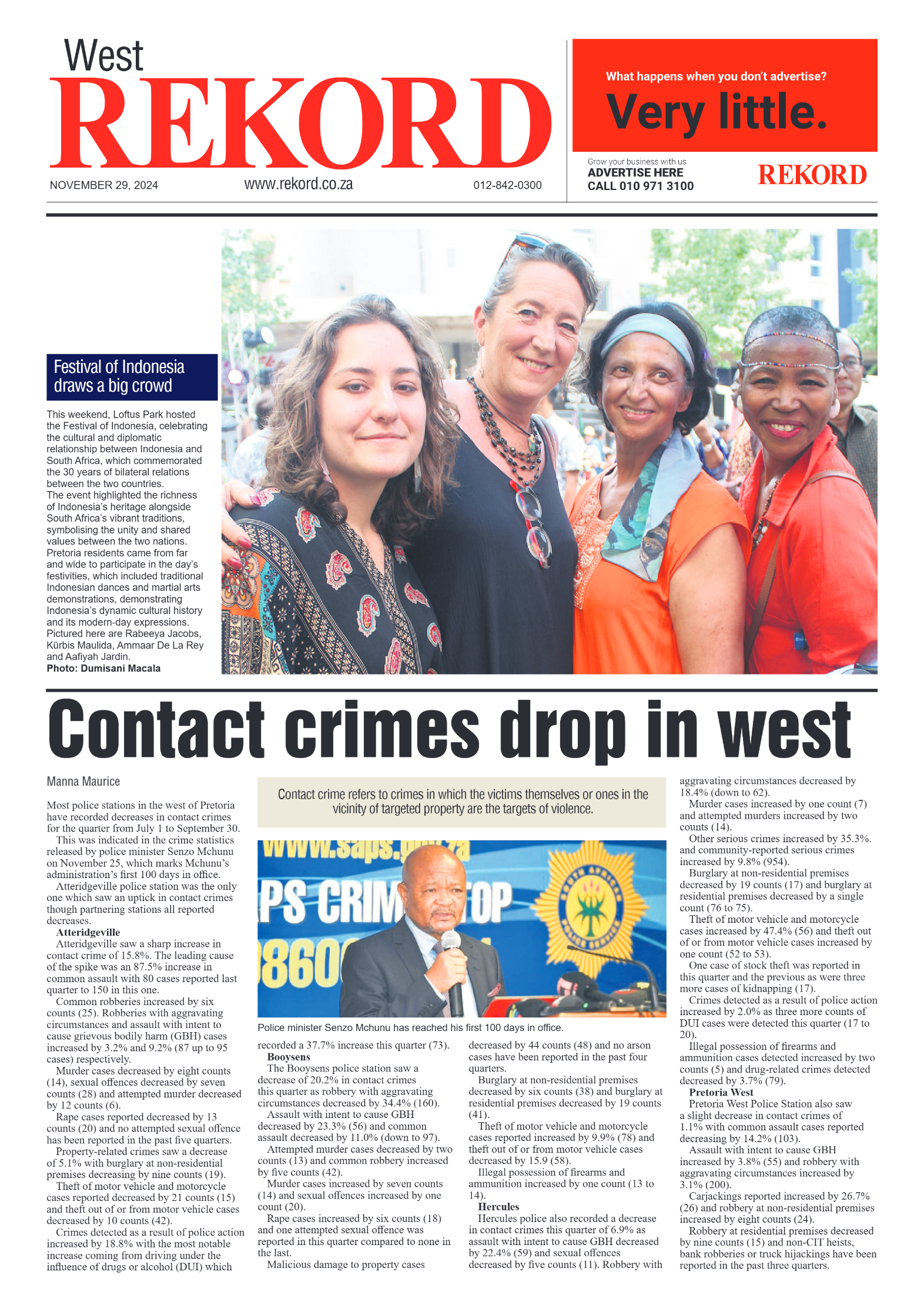 Rekord West 29 November 2024 page 1