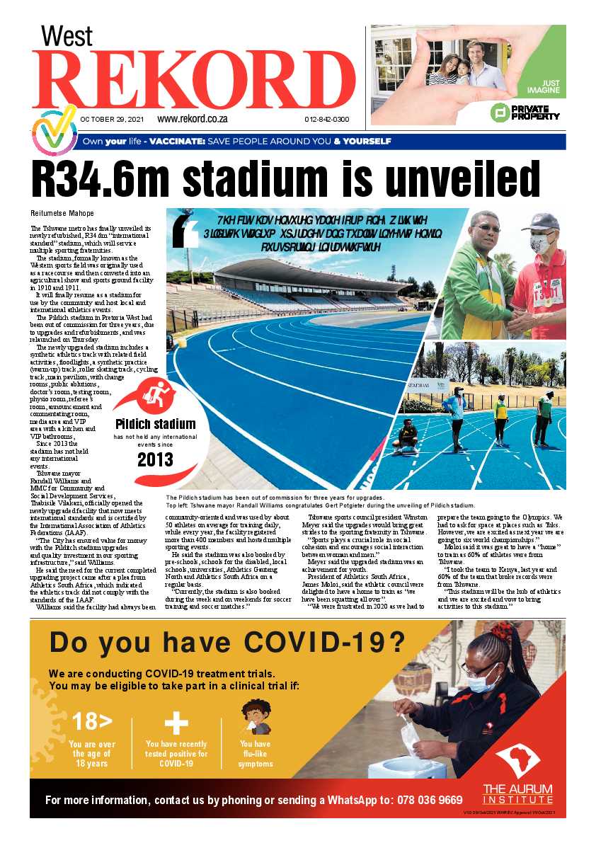 Rekord West 29 October 2021 page 1