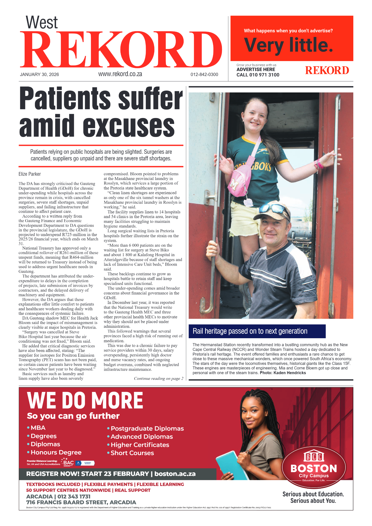 Rekord West 30 January 2026 page 1