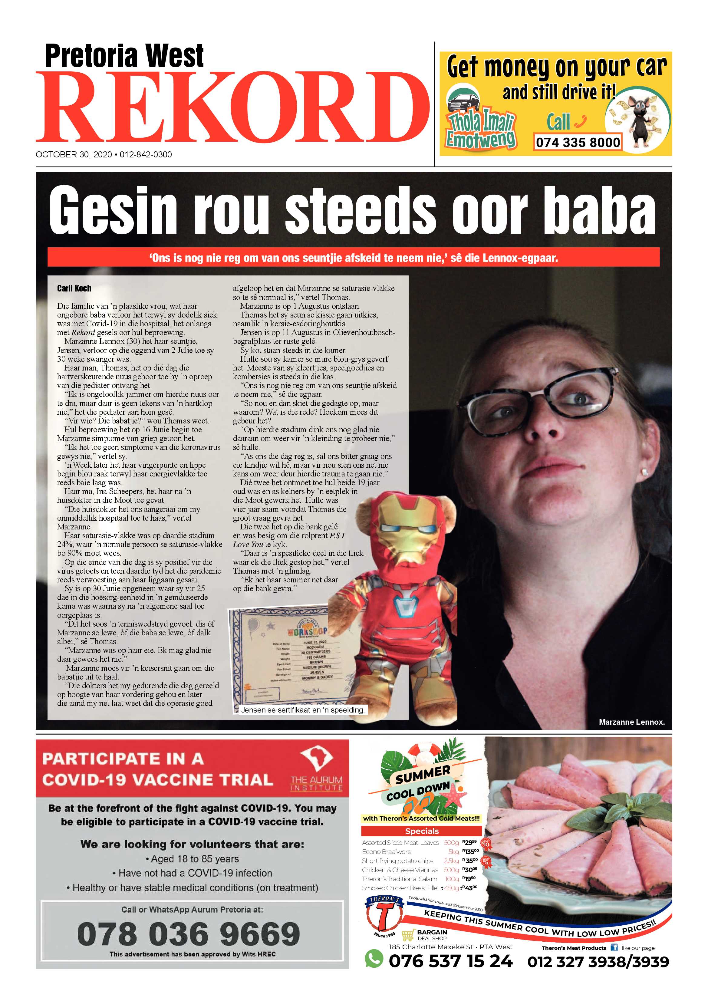 Rekord West 30 October 2020 page 1