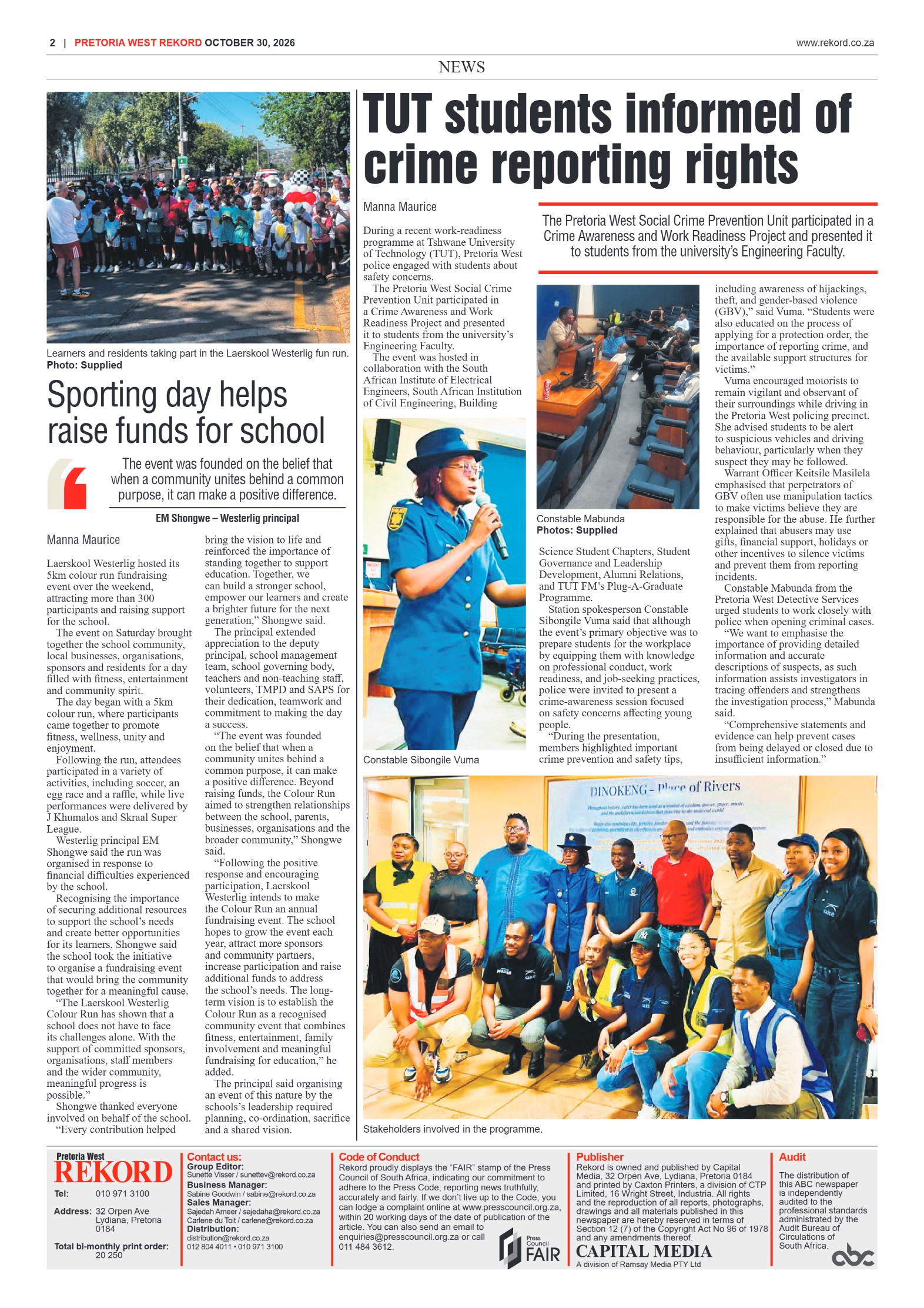 Rekord West – 30 October 2026 page 2