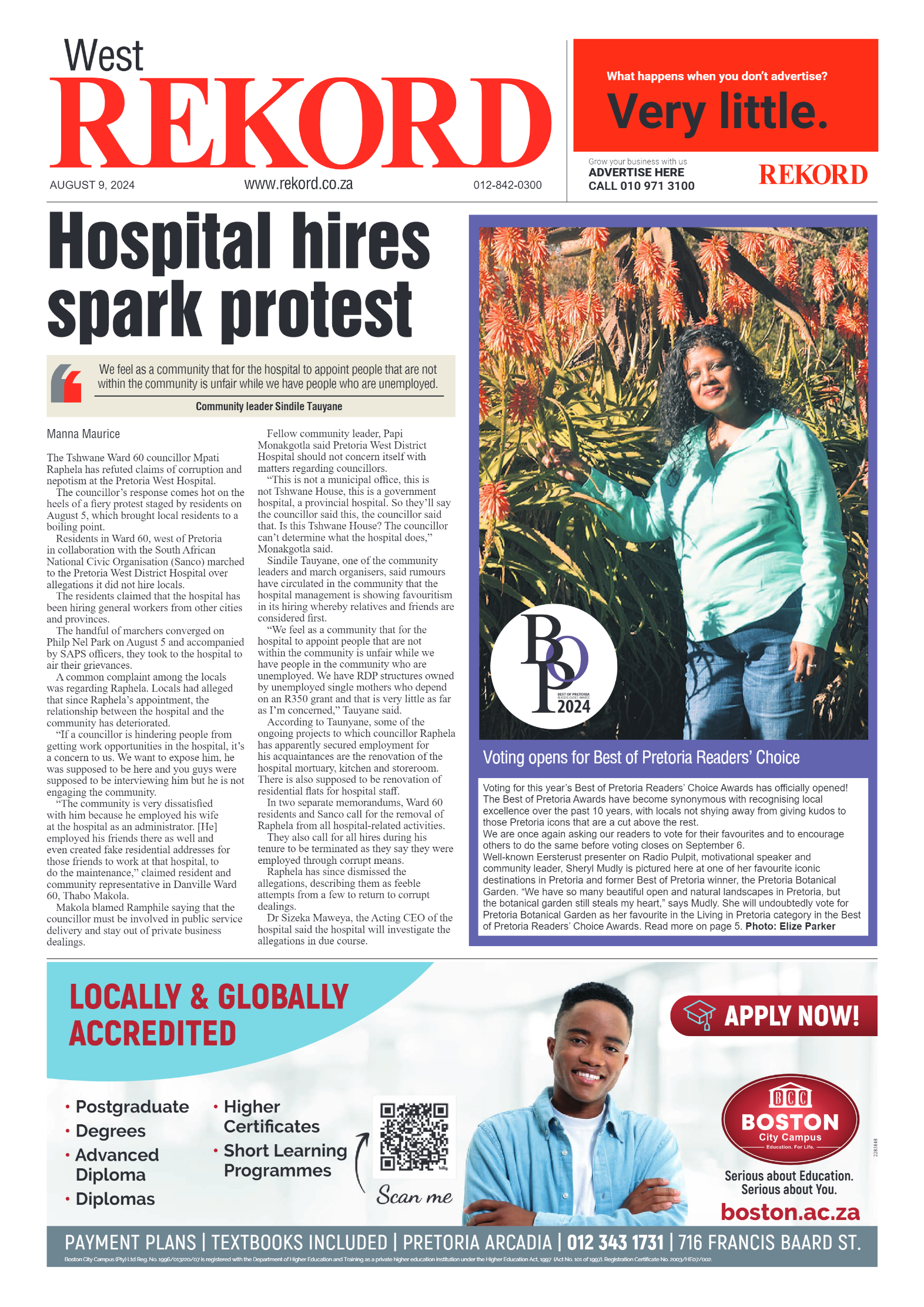 Rekord West 9 August 2024 page 1